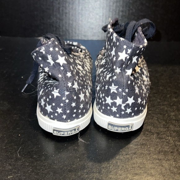Superga Navy and White Star Pattern High Top Sneakers - Picture 5 of 7